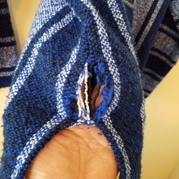 Artesanias Mickey Mexican Baja Poncho Hoodie Surfer Skater Drug Rug Pullover L - Picture 8 of 8